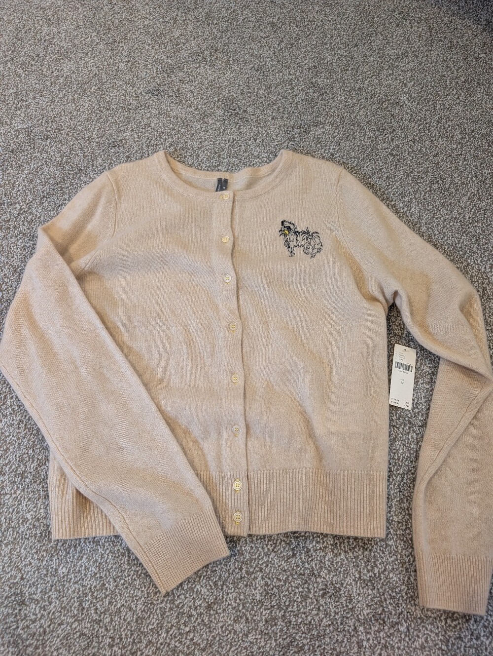 Anthropologie 100% Cashmere Dog Cardigan  Beige Size Medium